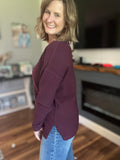 Mini Waffle Center Seam Sweater in Fig