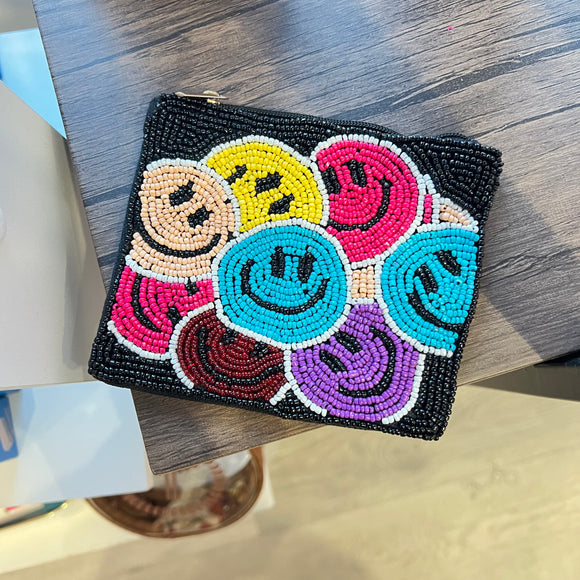 Smile Face Beaded Coin Purse