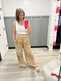 Damask Palazzo Pants in Brown
