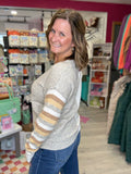 Colorblock Striped Arms Sweater