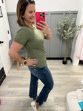 Zara Ribbed Tee in Olive
