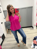 Drop Shoulder Top in Spicy Pink