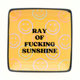 Square Trinket Tray Ray of Fucking Sunshine W/ Smiley Faces