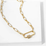 Gold Carabiner Chain Necklace: Silver