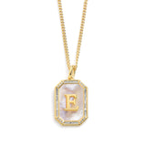 Gold M Mother Of Pearl Initial Necklace