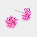 Rose Gold Christmas Gift Bow Stud Earrings