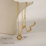 Gold Plated Paperclip Necklaces with Ring for Charms: Style C