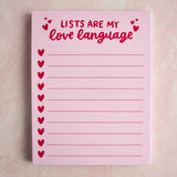Lists Are My Love Language Notepad | Valentine's Stationery