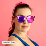 Cam - Women's Medium/ Large Square Sunglasses: Hot Pink