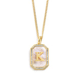 Gold M Mother Of Pearl Initial Necklace