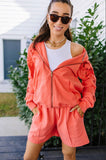 Ampersand Full Zip Hoodie - Love Story - Coral Grapefruit
