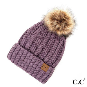 Violet Classic CC Lined Pom Hat
