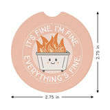I'm Fine Dumpster Checkers Funny Car Coaster Set