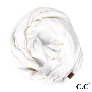 White CC Infinity Cable Scarf