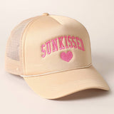 Sunkissed Embroidery Foam Mesh Back Trucker Hat: FUCHSIA / ONE SIZE