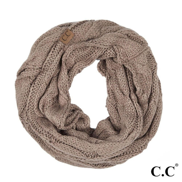 Taupe CC Infinity Cable Scarf