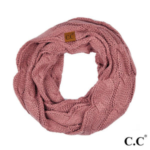 Dusty Mauve CC Infinity Cable Scarf