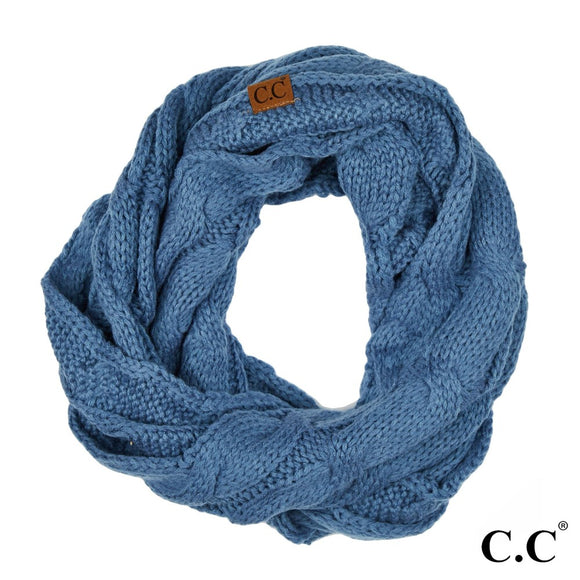 Denim Blue CC Infinity Cable Scarf