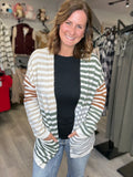 Olive Colorblock Stripe Cardigan