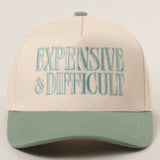 EXPENSIVE and DIFFICULT Embroidered Trucker Hat: BEIGE / One Size
