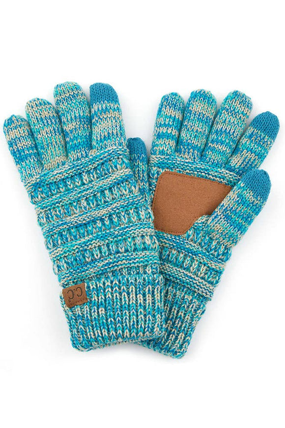 C.C Multi Color Ribbed Gloves with Fuzzy Lining