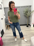 Zara Ribbed Tee in Olive