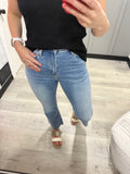 High Rise Kick Flare in Light Denim