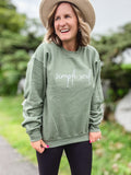 Simple Soul Sweatshirt in Olive with White