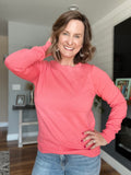Rose Coral Pointelle Lightweight Sweater Top