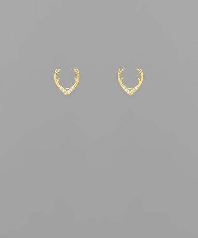 Gold Crystal Antler Studs