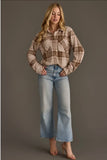 Kendra Shacket in Brown Rose Plaid