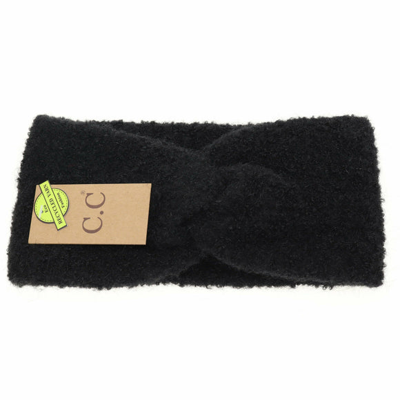 Black CC Shearling Yarn Twisted Women's Headband