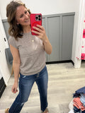Pointelle Trim top in Mocha