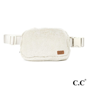 Fur Belt Bag in White