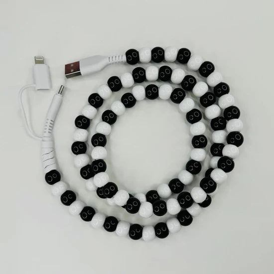 Black & White Beaded Charger Cord