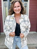 Santa Fe Shacket in Ivory Grey Plaid
