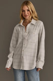 Kendra Shacket in White & Grey Plaid