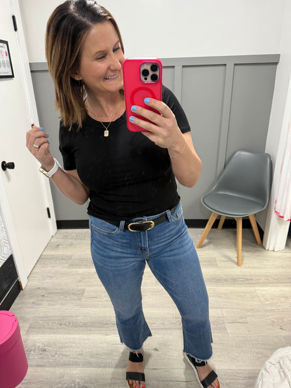 Zara Ribbed Tee in Black