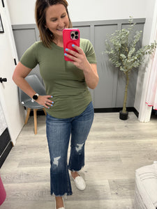 Zara Ribbed Tee in Olive
