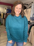 Teal Cozy Mock Neck Pullover