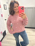 Pom Pom Polka Dot Sweater in Mauve