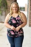 Luxe Crew Tank Black and Mauve Floral