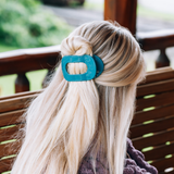 Teal With It Medium Flat Round Hair Clip