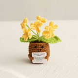 Handmade Crochet Forget-Me-Not Flower Home Decor: Gradient Yellow