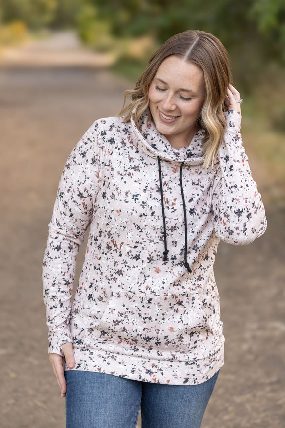 Tan Floral Cowl Sweatshirt