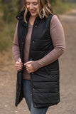 Harlow Long Vest in Black