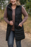Harlow Long Vest in Black