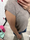 Pointelle Trim top in Mocha