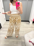 Damask Palazzo Pants in Brown