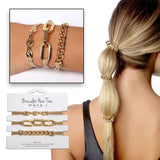 Bracelet Hair Ties in Gold Chain with Tan